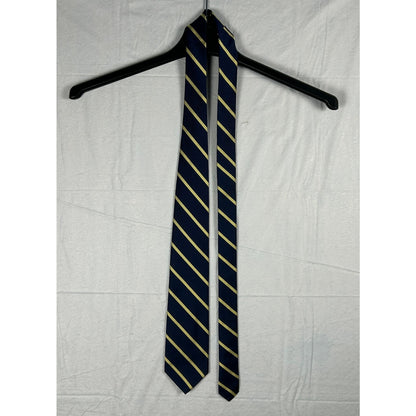 Brooks Brothers Men’s Silk Tie, Navy Blue & Gold Repp Stripe - Made in New York