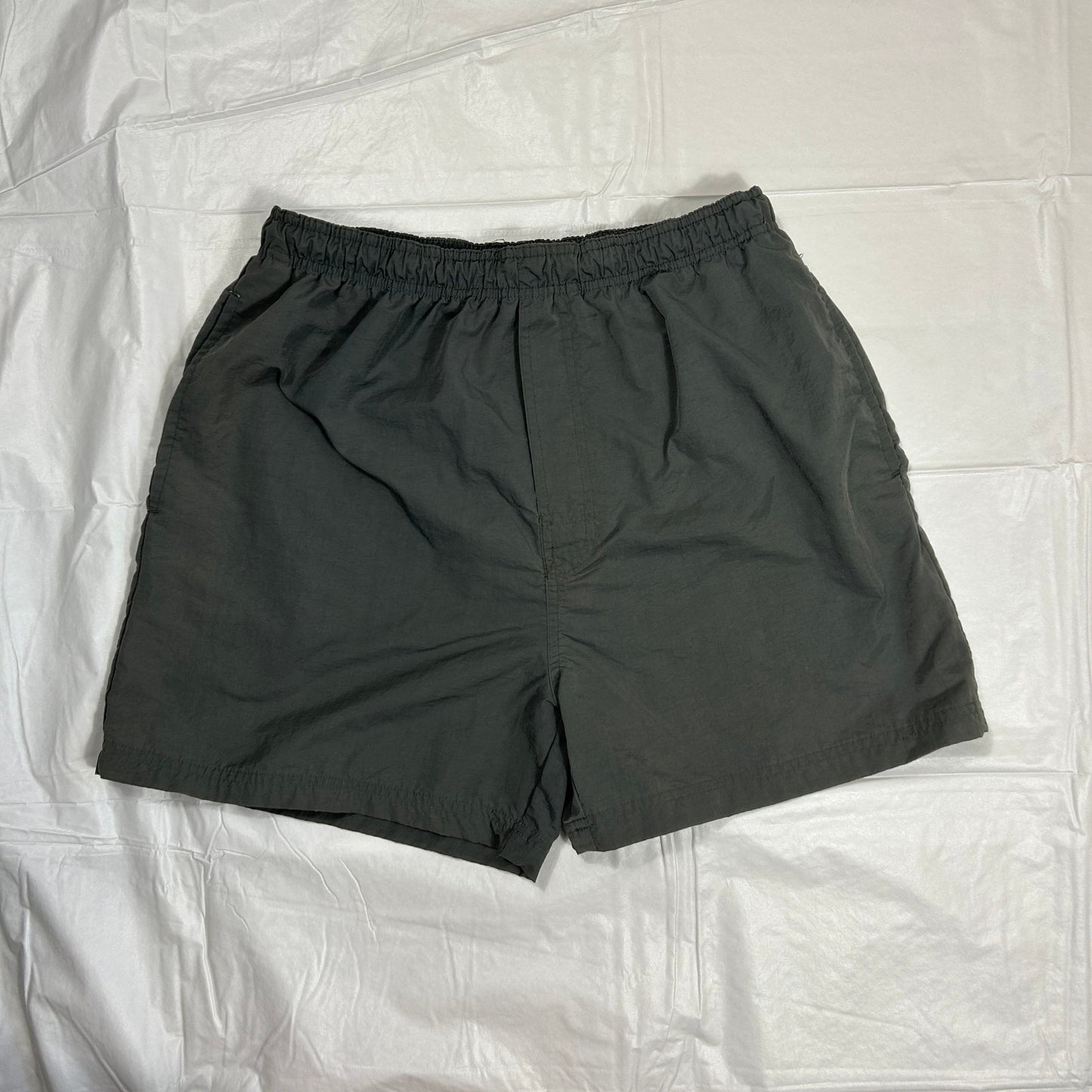 C Rise Retro Men’s Swim Trunks Size Medium | Dark Forest Green Nylon Shorts w/ Liner