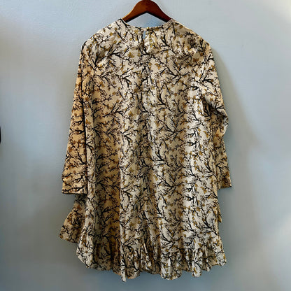 Kasirga Floral Bell Sleeve Ruffle Hem Dress Boho Spring Mini