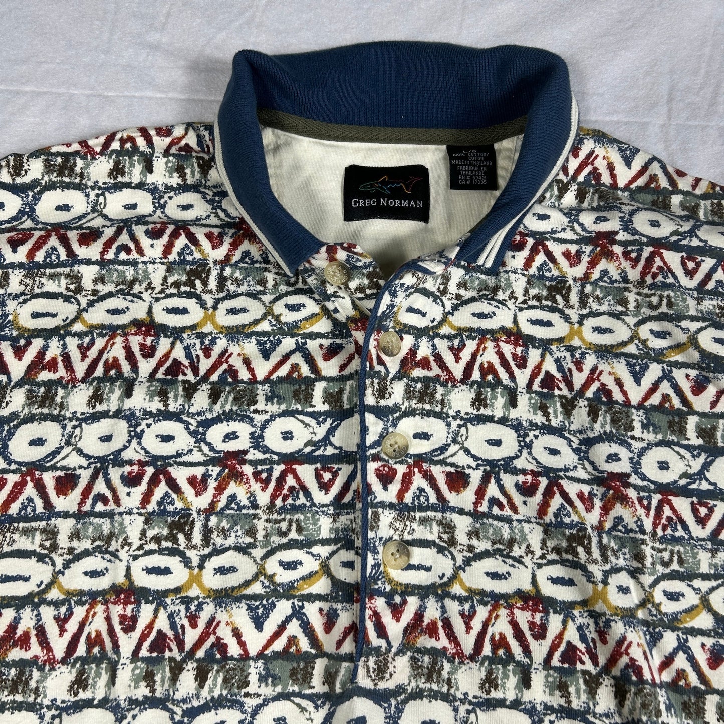 Greg Norman Men's Large Patterned Golf Polo Shirt - Play Dry Performance