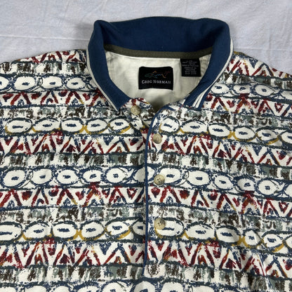 Greg Norman Men's Large Patterned Golf Polo Shirt - Play Dry Performance