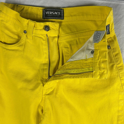 Vintage Versace Jeans Couture Men’s Size 26 Yellow High-Waisted Denim Jeans