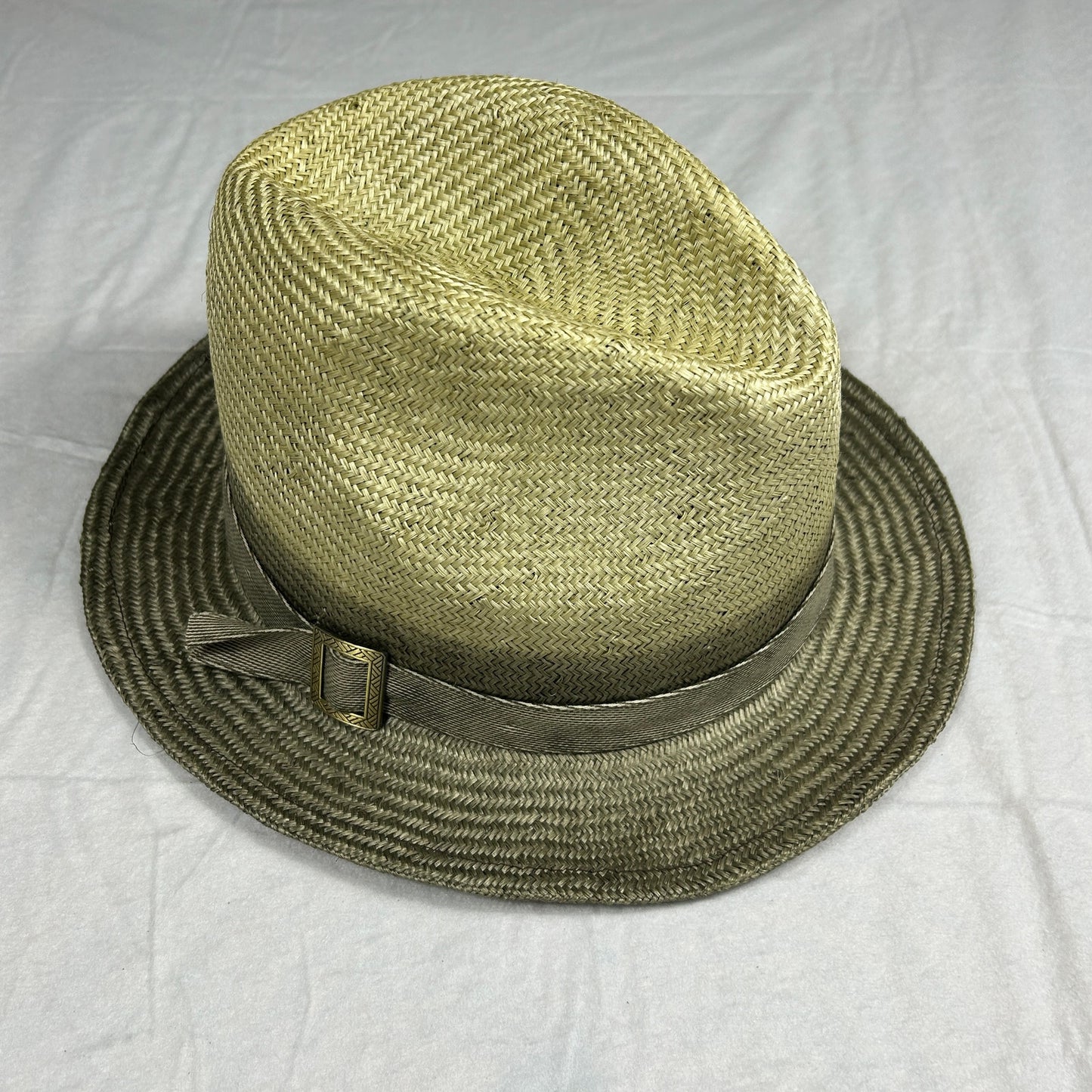 Cha-Cha's House of Ill Repute Straw Fedora Hat - Green & Beige Summer Brim - NYC Custom