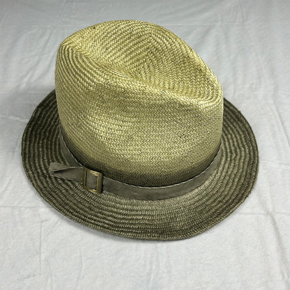 Cha-Cha's House of Ill Repute Straw Fedora Hat - Green & Beige Summer Brim - NYC Custom