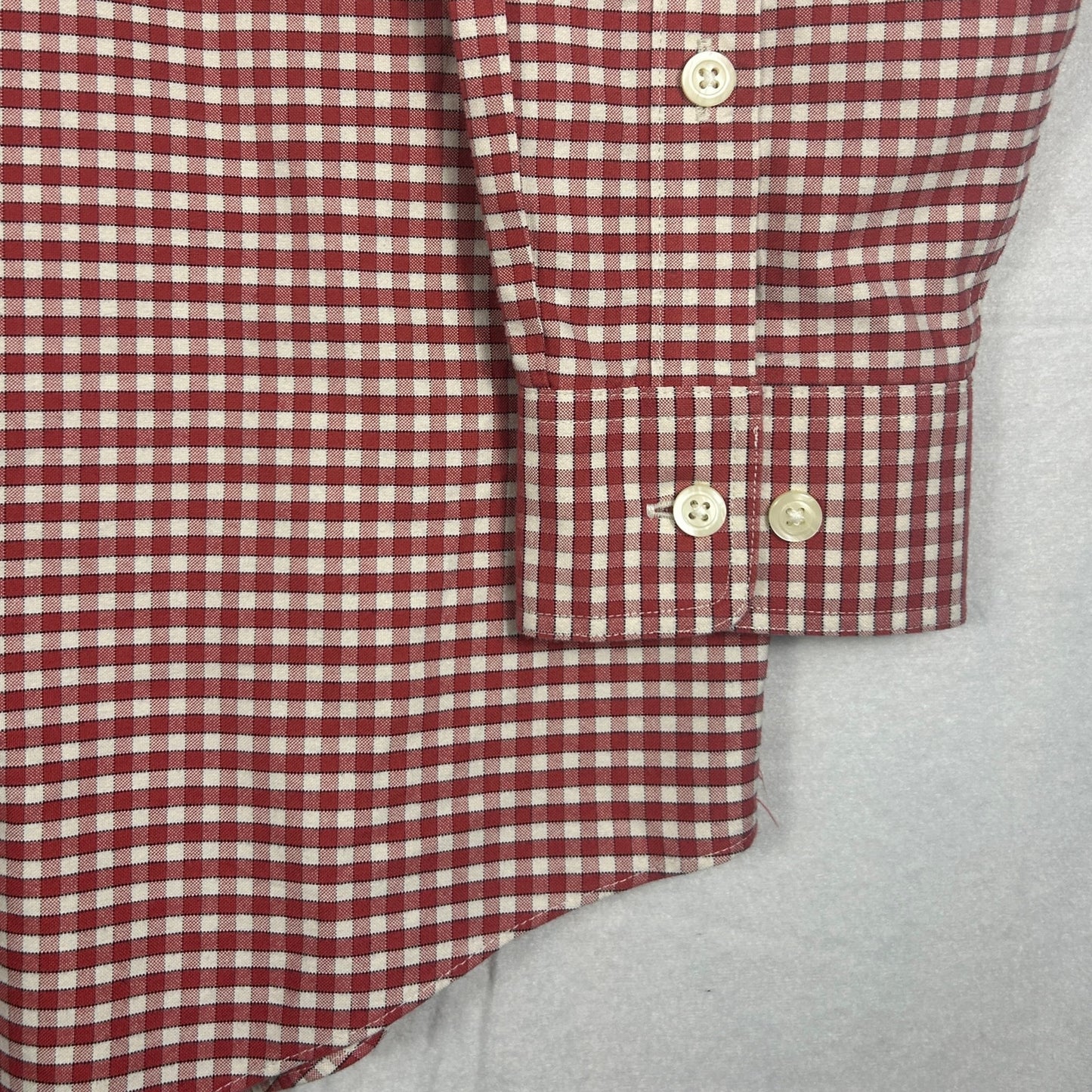 Orvis Men's Large Red & White Gingham Check Button Down Long Sleeve Shirt
