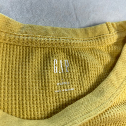 Gap Men’s Waffle Knit Thermal Long Sleeve Shirt - Mustard Yellow - Size Large