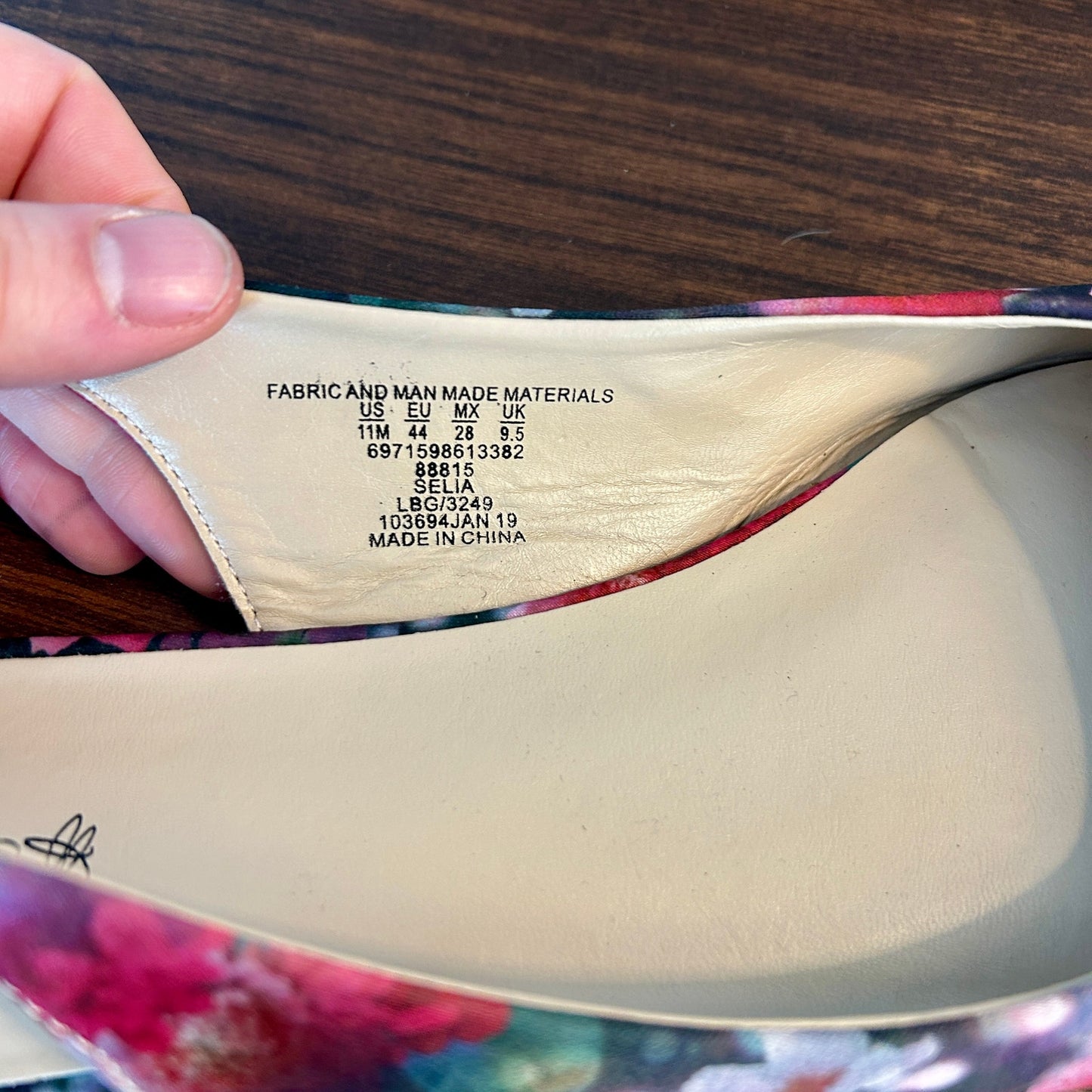 Jaclyn Smith Floral Slingback Flats Pointed Toe Satin Finish