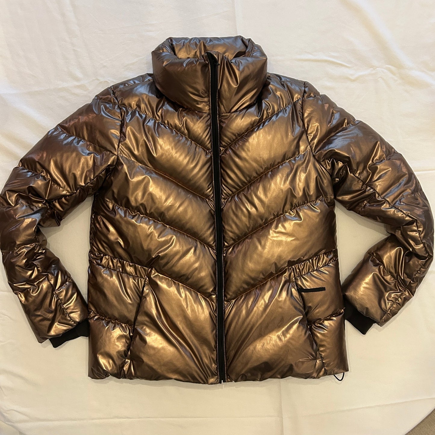 Athleta Metallic Bronze "Lofty" Puffer Jacket Size Small