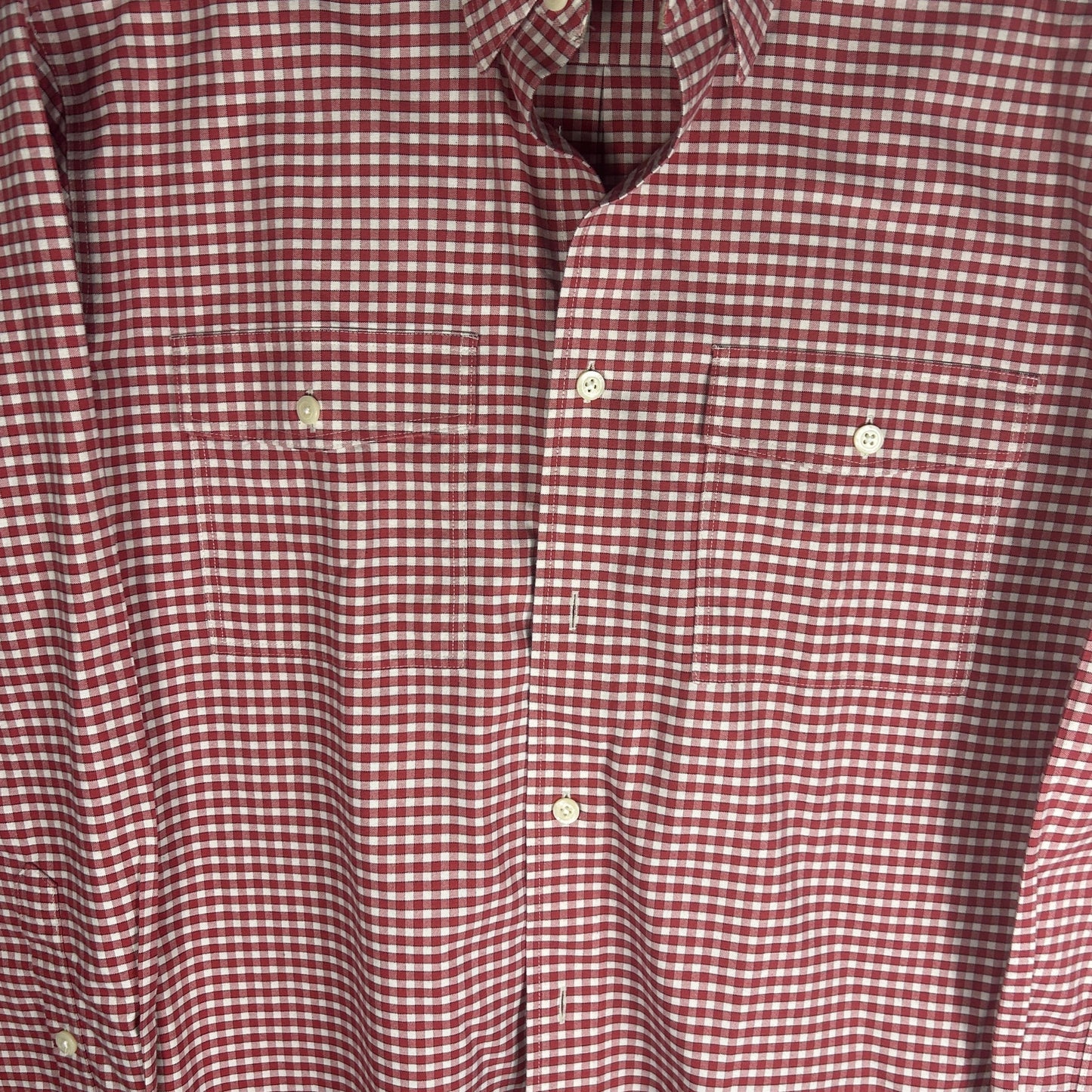 Orvis Men's Large Red & White Gingham Check Button Down Long Sleeve Shirt