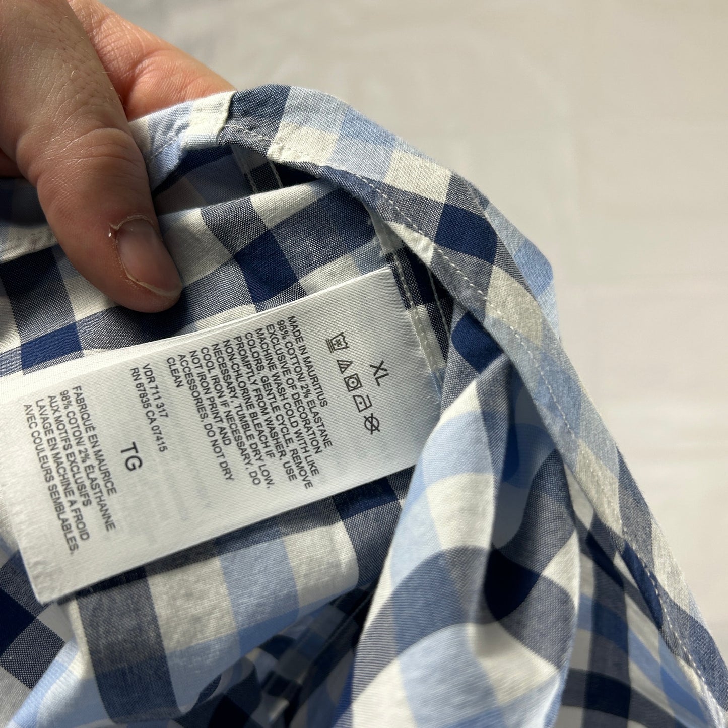 Nautica Classic Fit Plaid Button Down Shirt Size XL | Blue & White Stretch