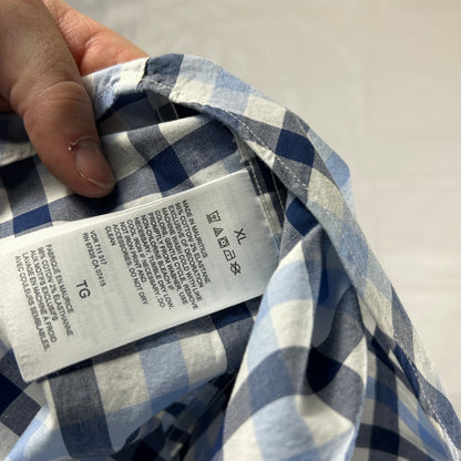 Nautica Classic Fit Plaid Button Down Shirt Size XL | Blue & White Stretch