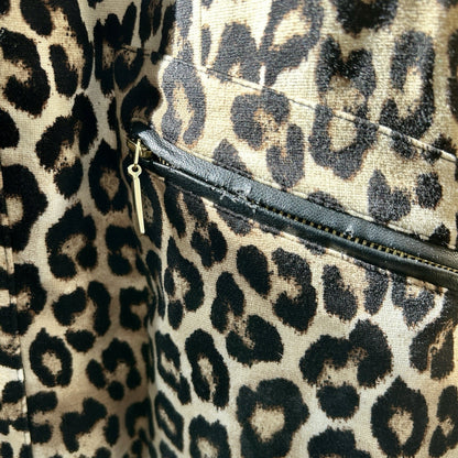 Chico's Leopard Print Zip Front Jacket – Beige & Black – Size 1 – Collared