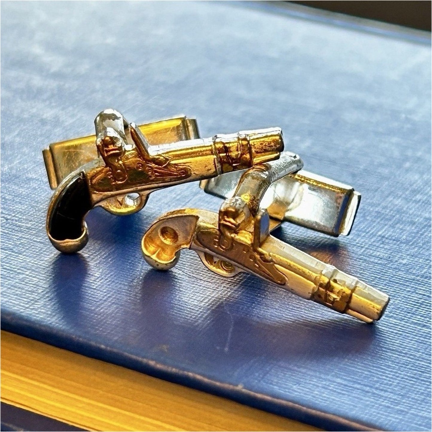 Gun-Shaped Silver Gold Black Metal Cufflinks Bullet Back Men's Jewelry