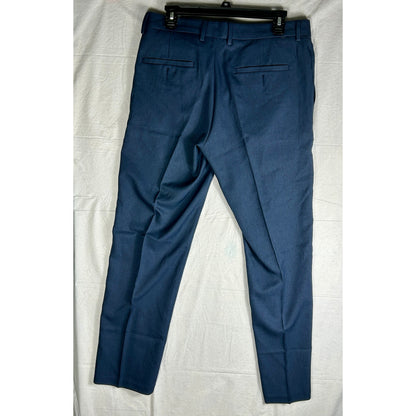 NWT Haggar Men's Super Flex Waistband Dress Pants, 32x30 Navy Blue, Straight Fit