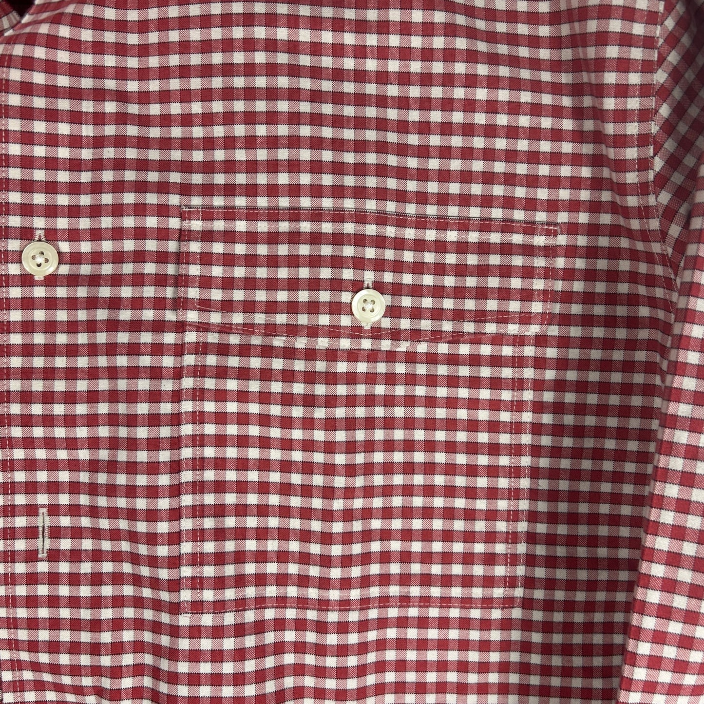 Orvis Men's Large Red & White Gingham Check Button Down Long Sleeve Shirt