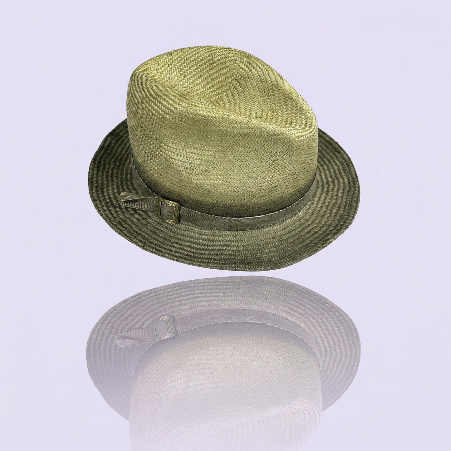 Cha-Cha's House of Ill Repute Straw Fedora Hat - Green & Beige Summer Brim - NYC Custom