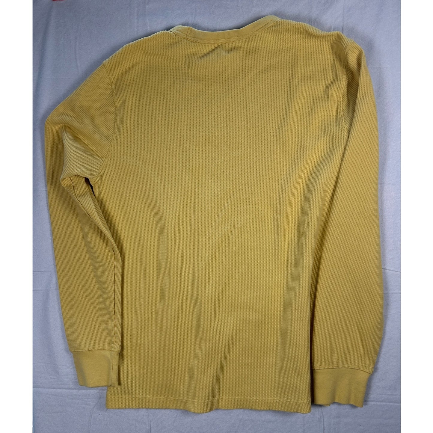 Gap Men’s Waffle Knit Thermal Long Sleeve Shirt - Mustard Yellow - Size Large