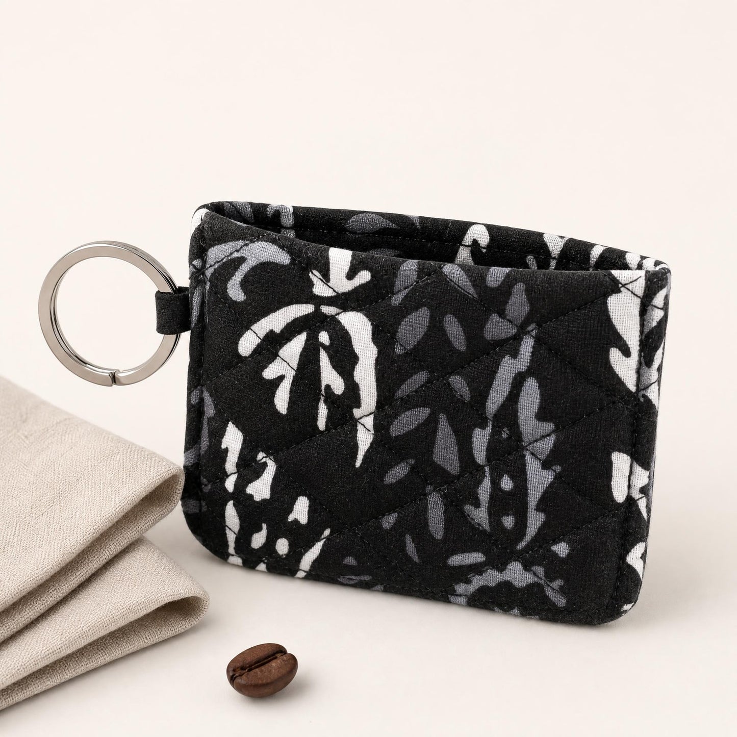 NWT Vera Bradley Campus Double ID Wallet, Paisley Noir Quilted Coin Purse