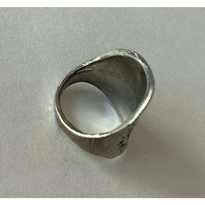 Silver-Tone Asymmetric Dome Statement Ring Size 7.5-8 Etched Design