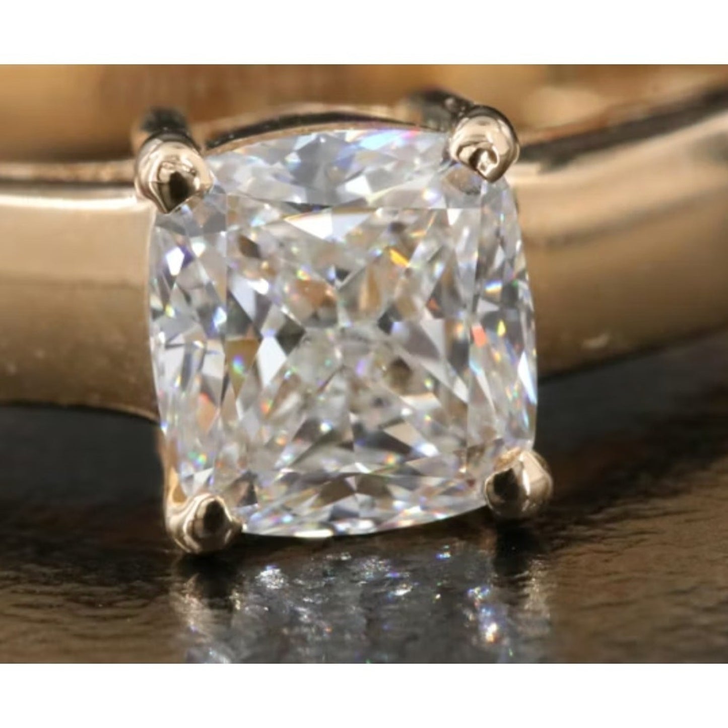 GIA Certified 1.01 CT Internally Flawless Cushion Cut Diamond Ring, 18k, 6.25 Sz