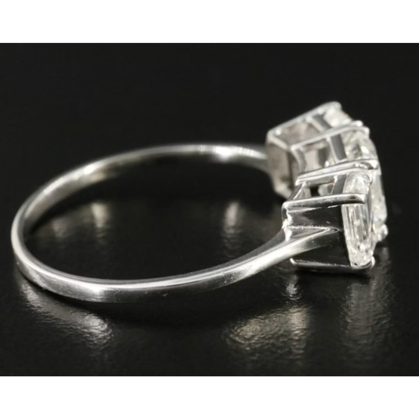 Platinum 1.88 ctw Three-Stone Emerald Cut Natural Diamond Ring, GIA Certified