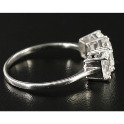 Platinum 1.88 ctw Three-Stone Emerald Cut Natural Diamond Ring, GIA Certified