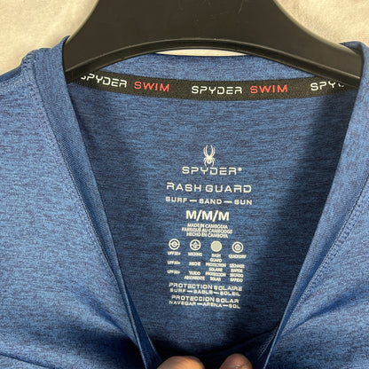 Spyder Swim Men’s Long Sleeve Rash Guard - Heathered Navy Blue - UPF 50+ - Size Medium