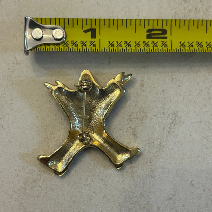 Vintage Enamel Clown Brooch – Navy Blue & Gold-Tone Whimsical Figural Pin