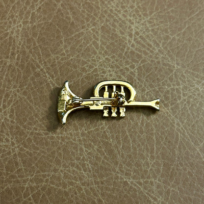 Vintage Gold Tone Trumpet Brooch Pin Musical Instrument