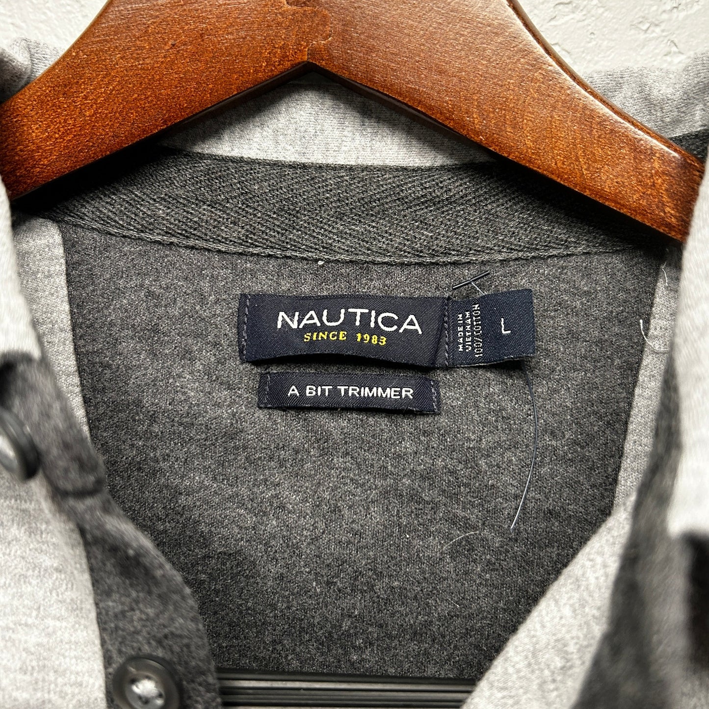 Nautica Men’s Large New Heather Grey Long Sleeve Polo Shirt