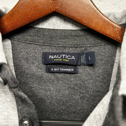 Nautica Men’s Large New Heather Grey Long Sleeve Polo Shirt