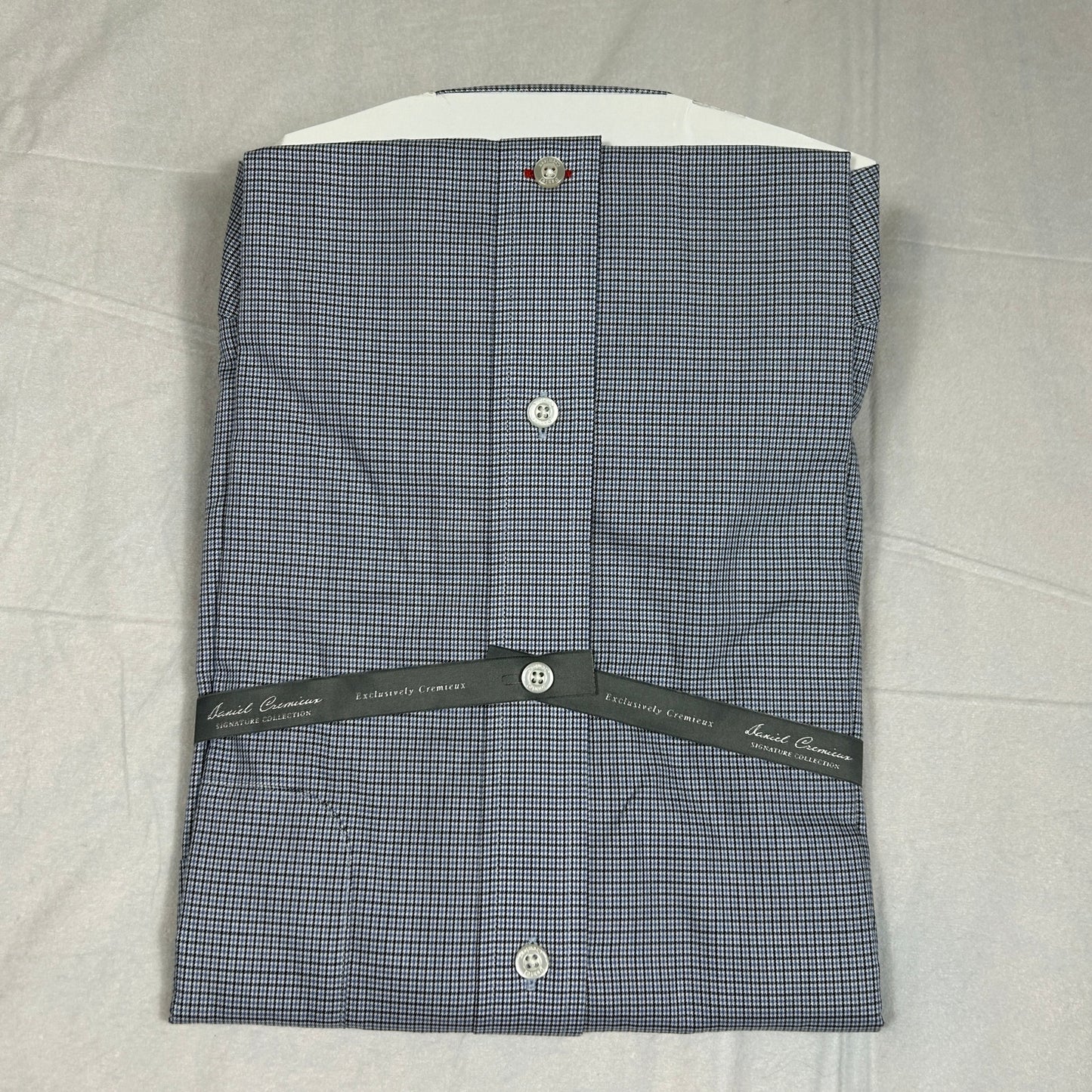 NWT Daniel Cremieux Signature Collection Men's Large Blue Black Houndstooth Shirt