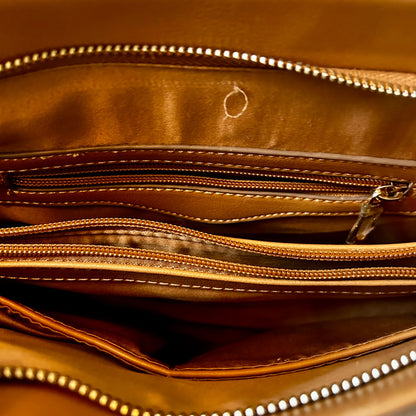 Danbury Mint Sedona Tan Faux Leather Satchel Monogram GEC