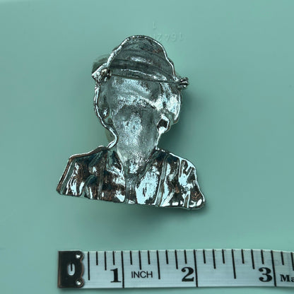Vintage Emmett Kelly Sad Clown Brooch - Silver Tone Sad Pierrot Hobo Clown Pin - 2.25" Mid-Century Figural Jewelry