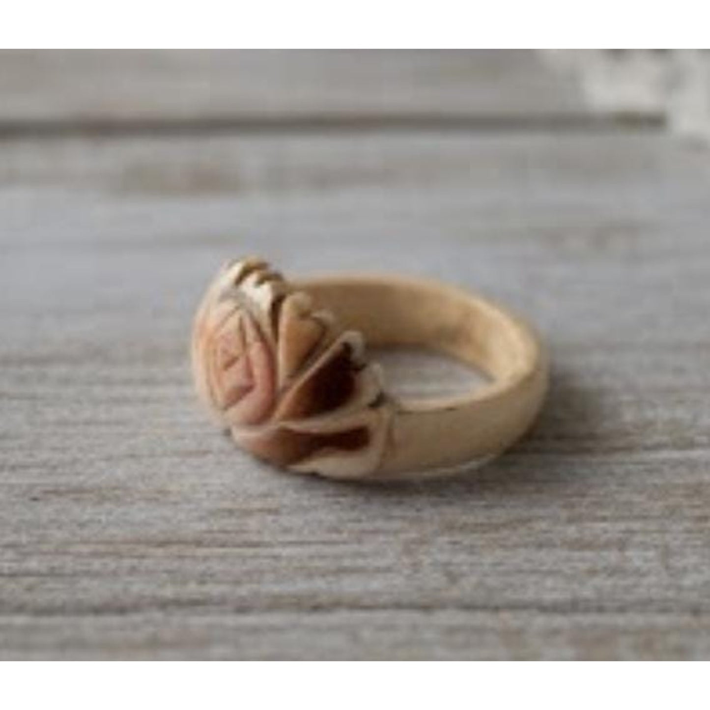 Vintage Hand-Carved Bone Floral Statement Ring