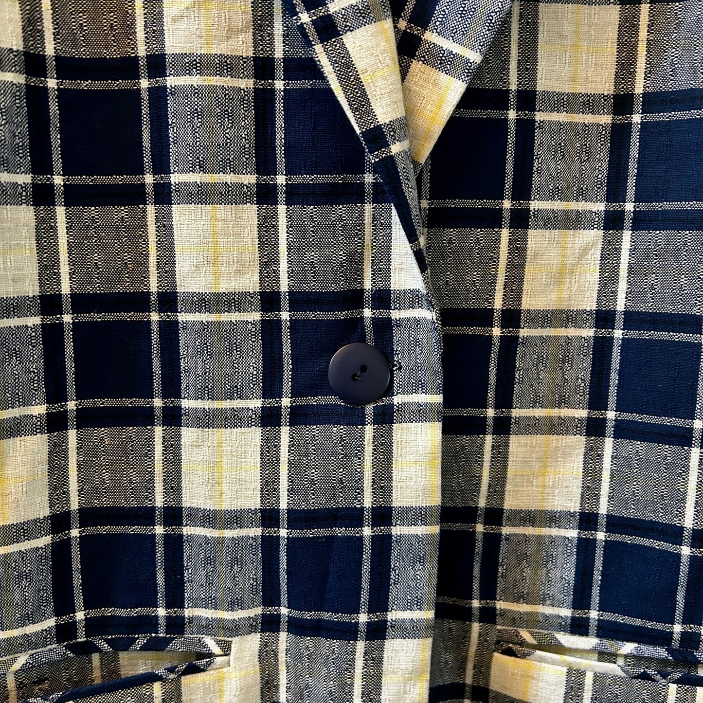 Modern Essentials Women’s Large Plaid Blazer Blue Oversized