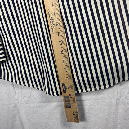 Vintage 90s IZOD Men's Button Down Shirt NWT Navy Cream Olive Stripe Size Large