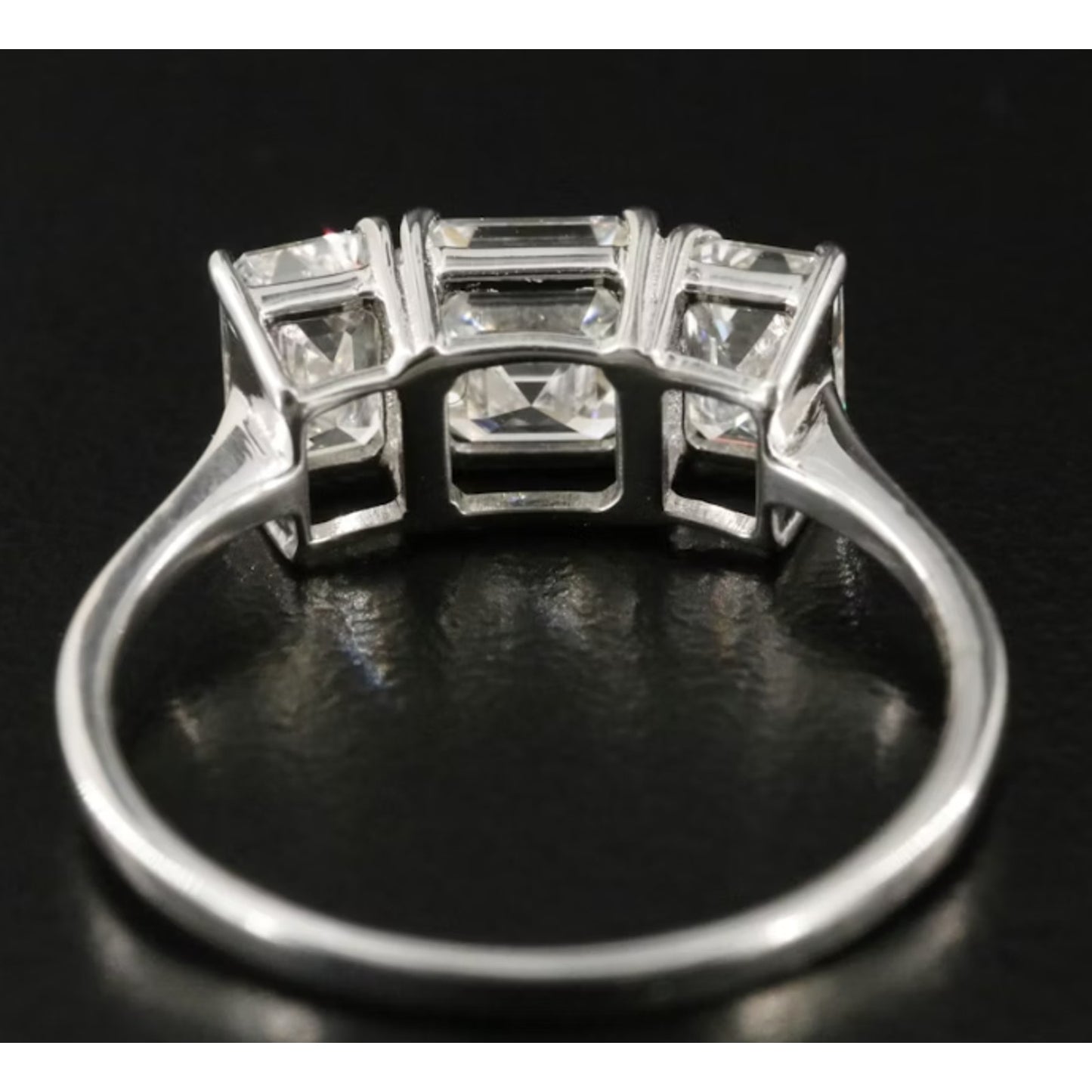 Platinum 1.88 ctw Three-Stone Emerald Cut Natural Diamond Ring, GIA Certified