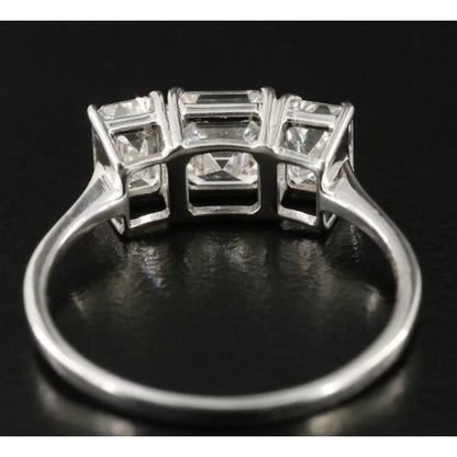 Platinum 1.88 ctw Three-Stone Emerald Cut Natural Diamond Ring, GIA Certified