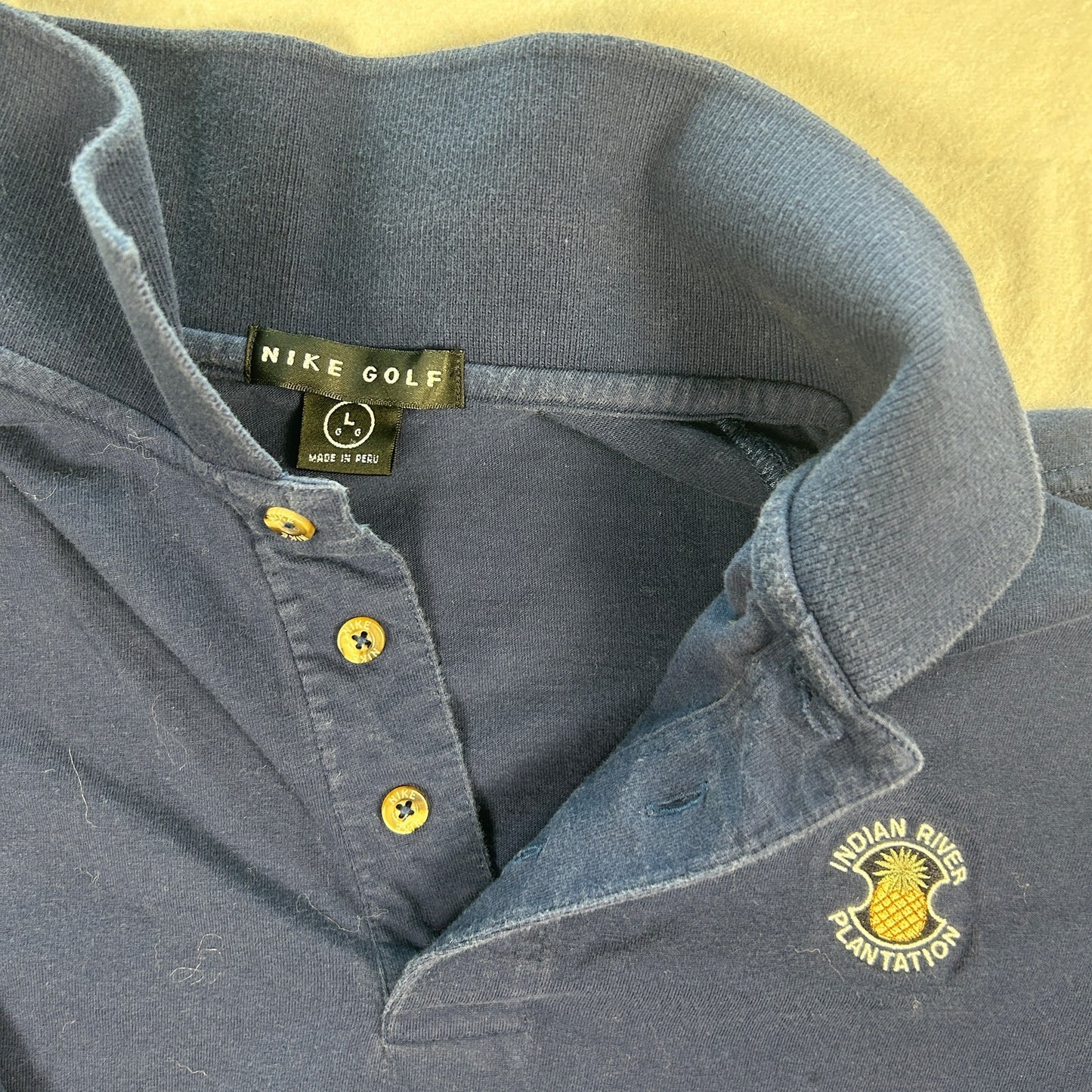 Vintage Nike Golf Men’s Polo Shirt, Navy Blue, Indian River Plantation, Large