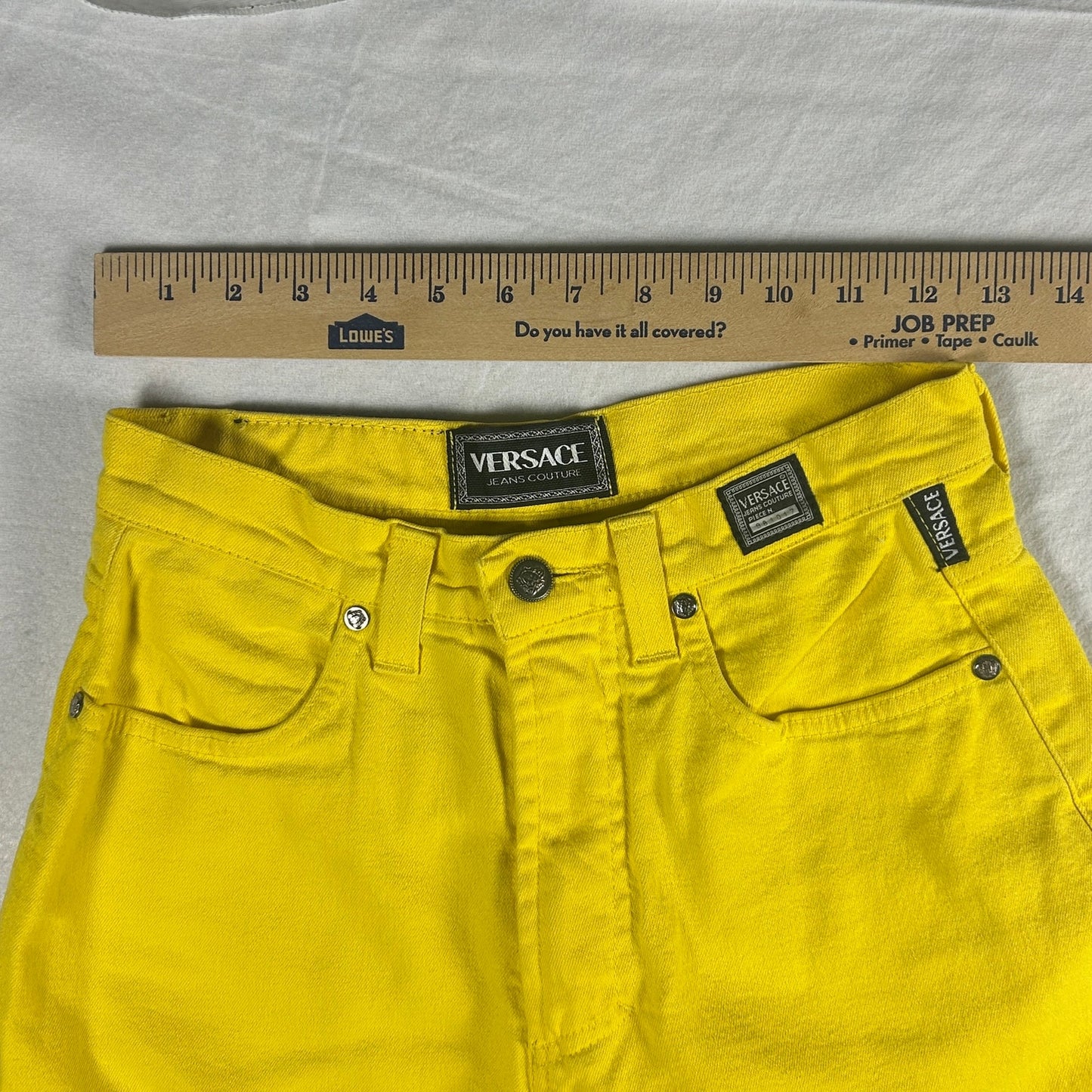 Vintage Versace Jeans Couture Men’s Size 26 Yellow High-Waisted Denim Jeans