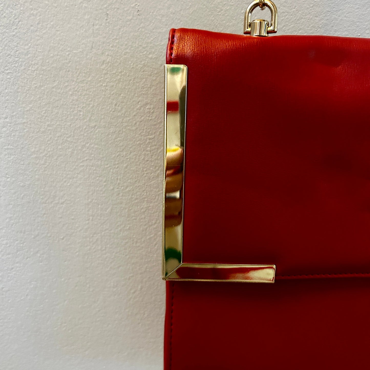 JustFab Red Faux Leather Structured Shoulder Bag