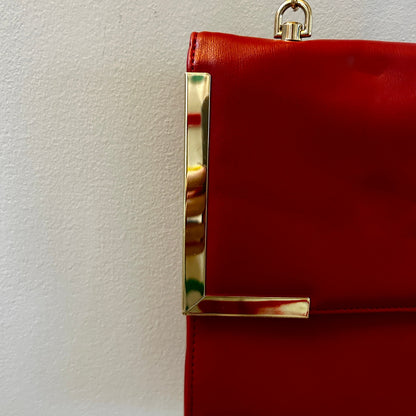 JustFab Red Faux Leather Structured Shoulder Bag
