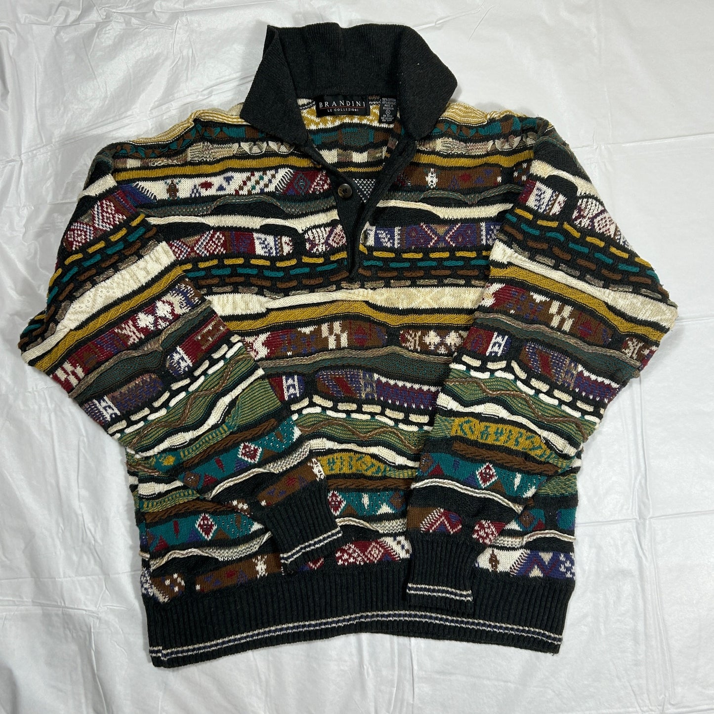 Brandini Le Collezioni Coogi Style Sweater, Size Medium, 3D Textured Knit
