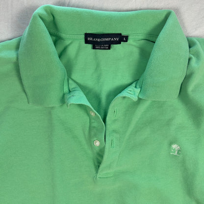 Island Company Men’s Pique Polo Shirt - Island Green - Embroidered Logo - Size Large