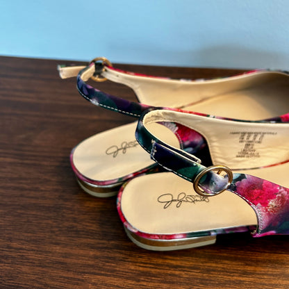 Jaclyn Smith Floral Slingback Flats Pointed Toe Satin Finish