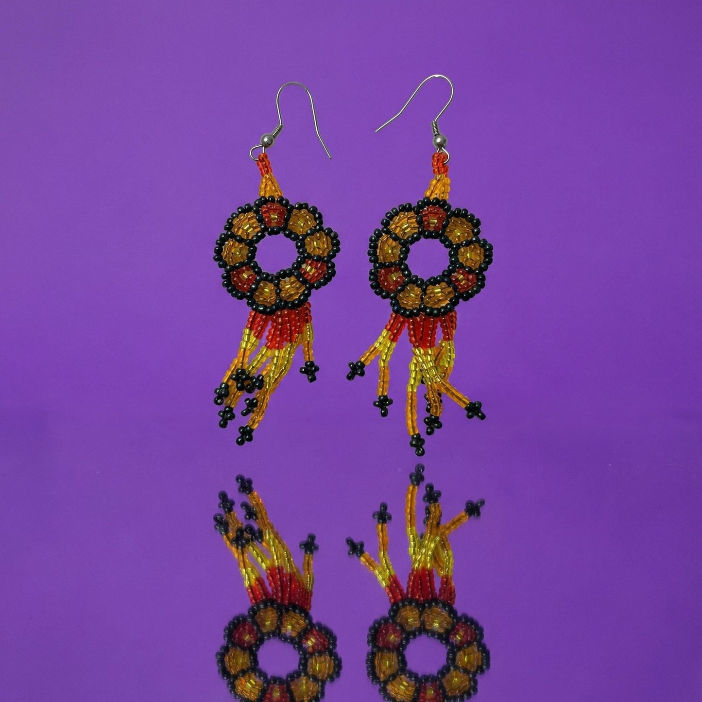 Mandala Beaded Fringe Festival Earrings
