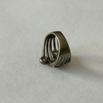 Silver-Tone Multi-Band Ring 4 Clear Stone Accents Size 6.5/7