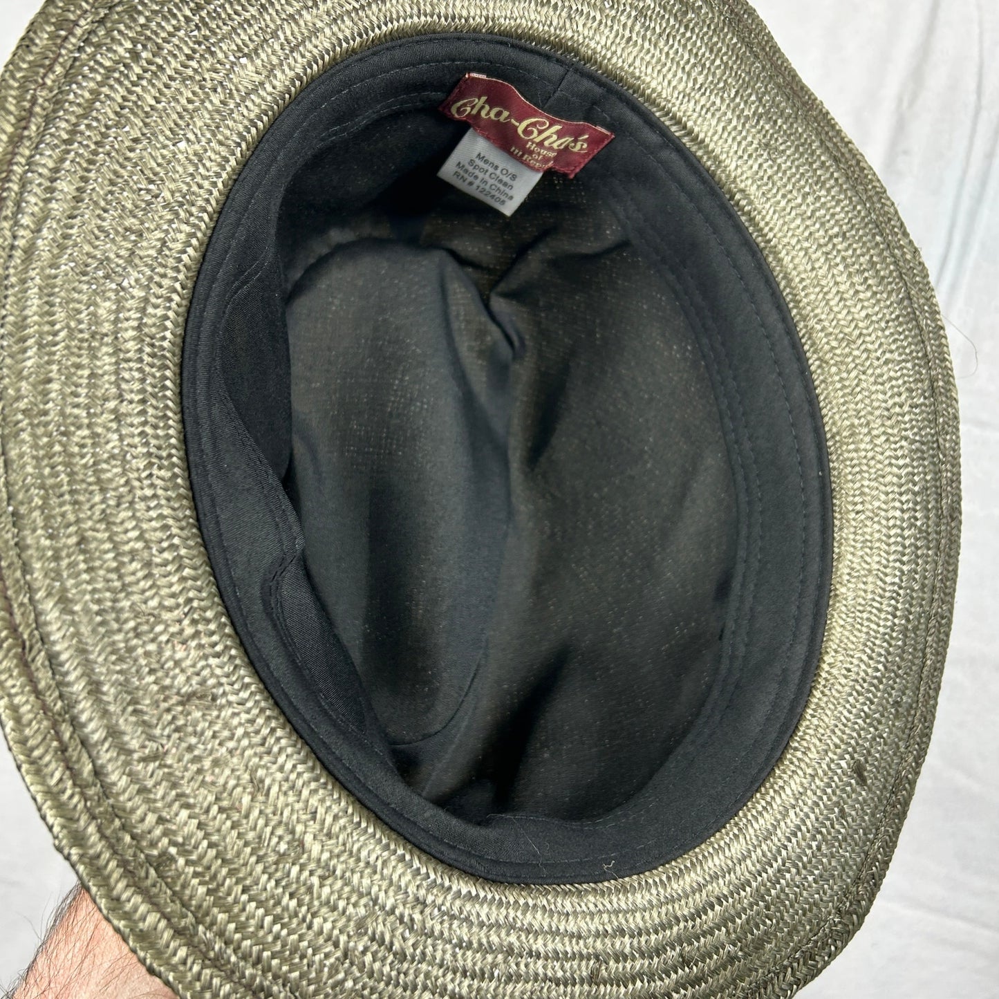 Cha-Cha's House of Ill Repute Straw Fedora Hat - Green & Beige Summer Brim - NYC Custom