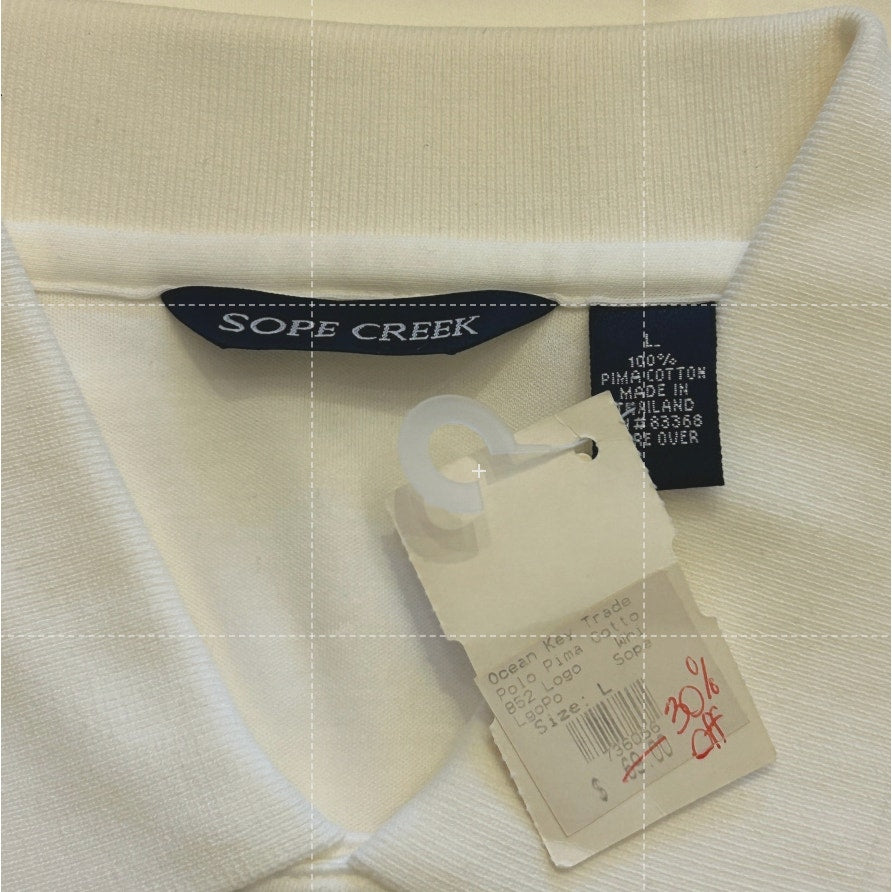 NWT Sope Creek Ocean Key Resort & Spa Luxury Pima Cotton Polo - Men’s L - White